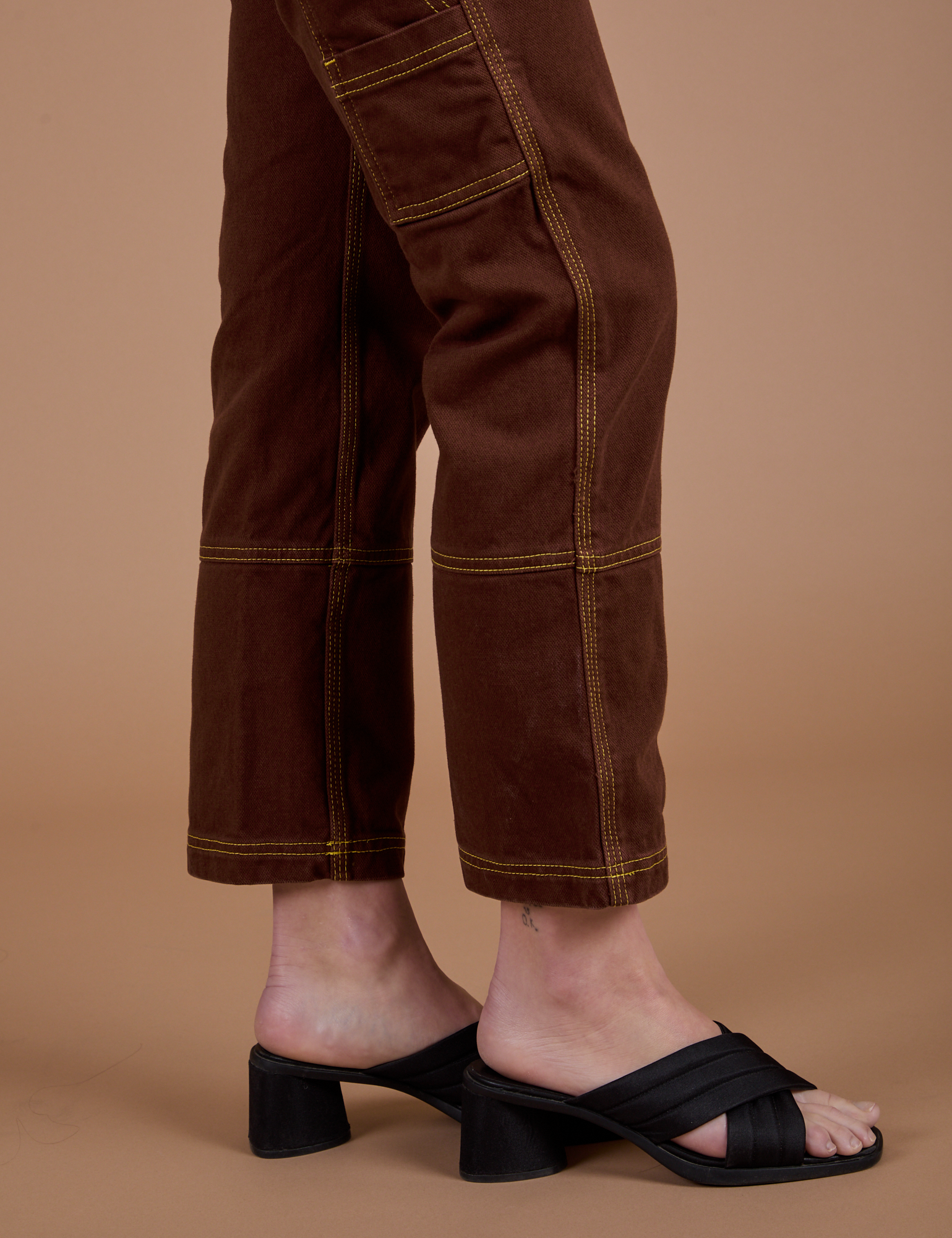 Carpenter Jeans in Fudgesicle Brown pant leg close up