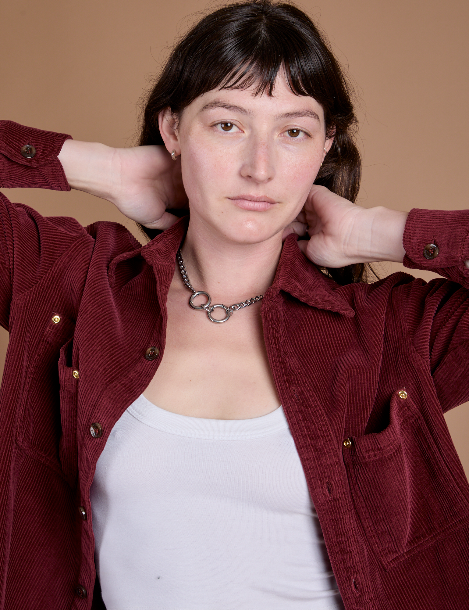 Cropped Corduroy Overshirt - Red Wine