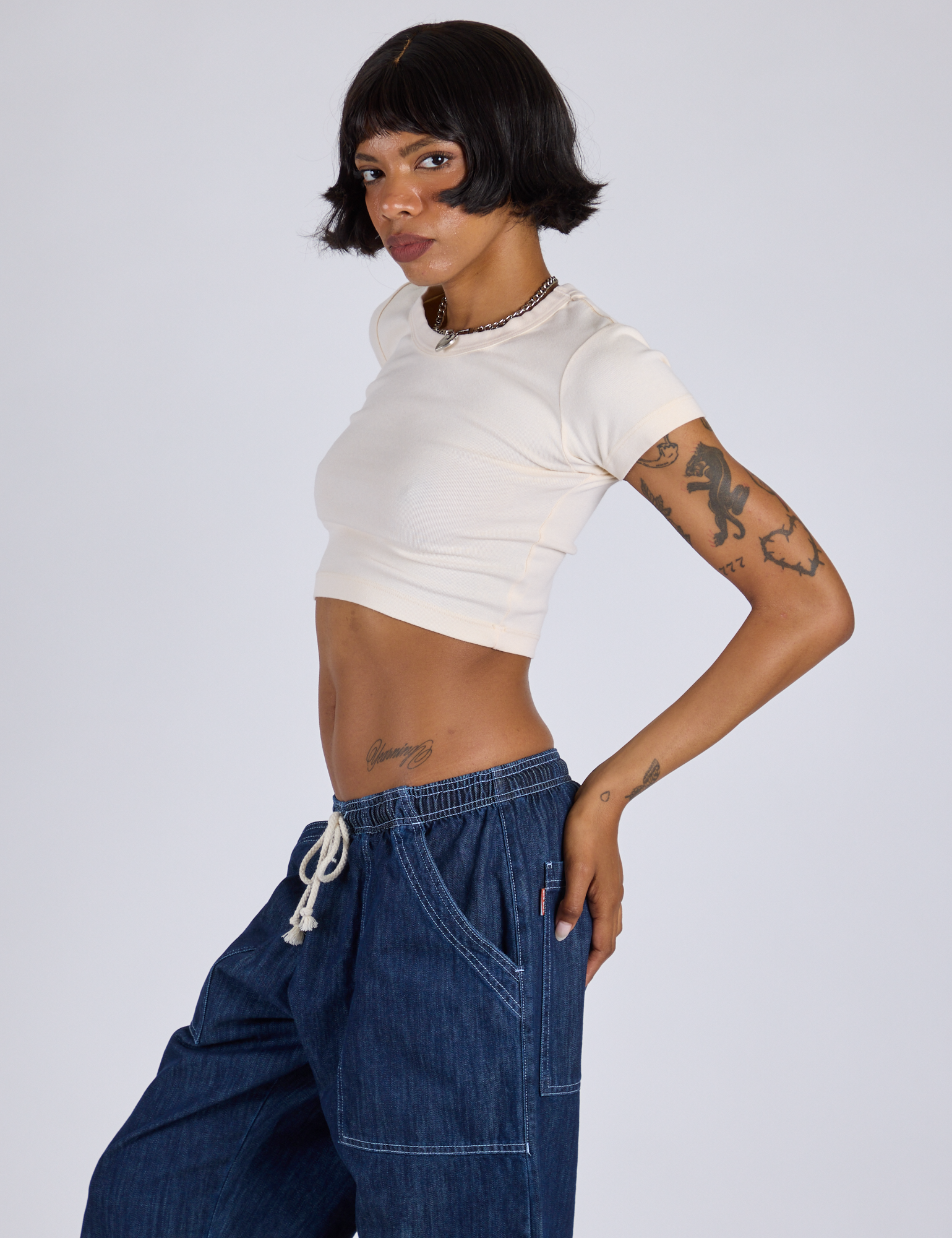 Cropped Baby Tee - Vintage Off-White