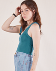 Cropped Tank Top in Marine Blue side view on Hana