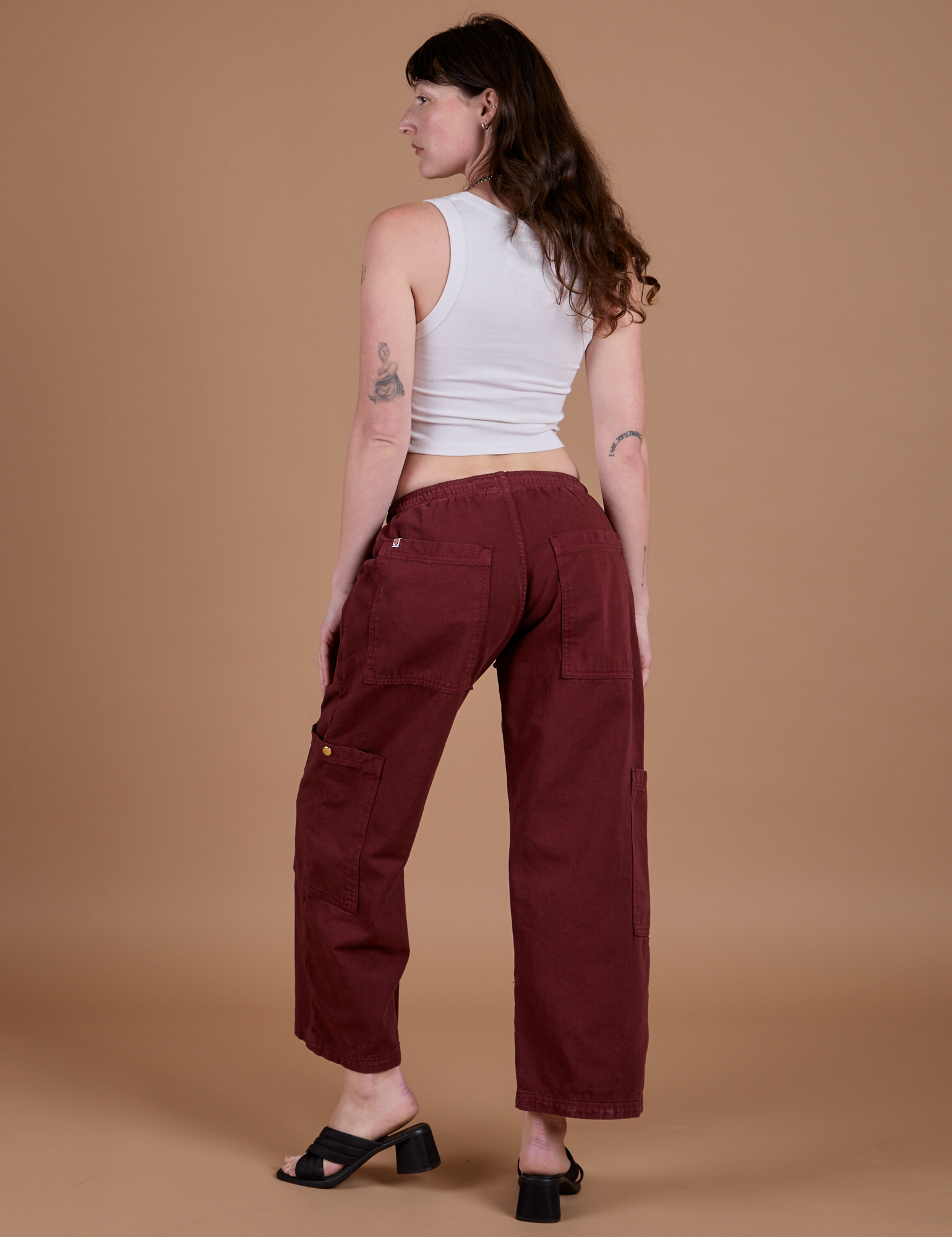 Drop Pocket Cargo Pants - Red Wine