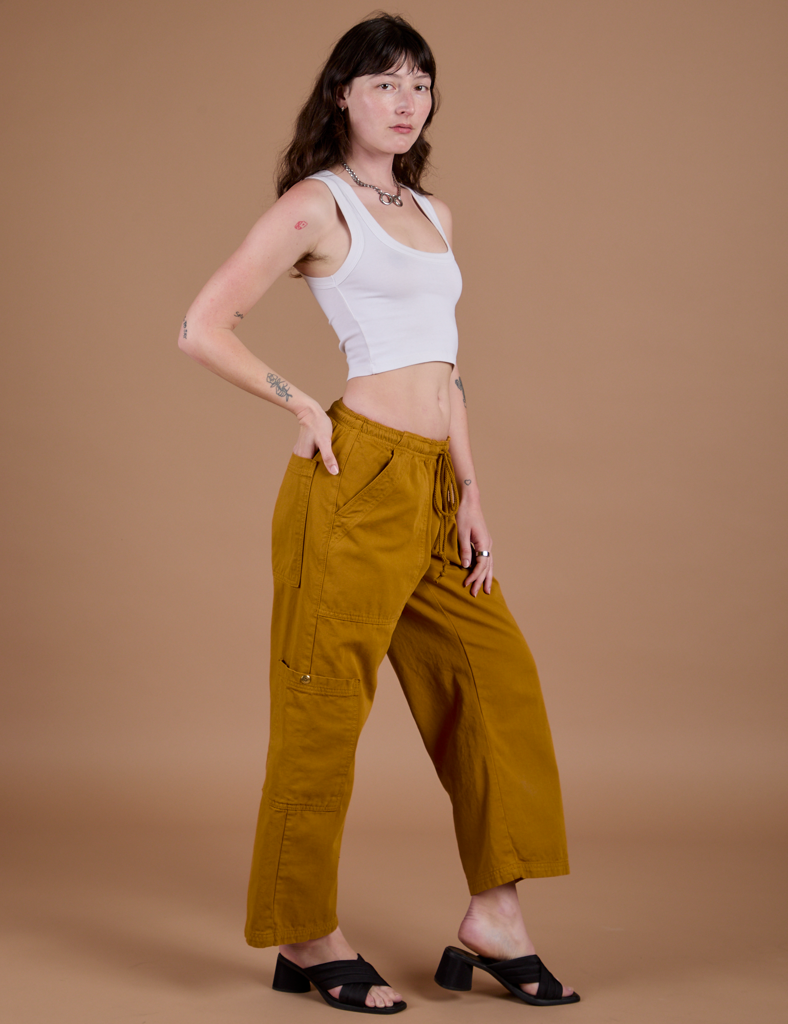 Drop Pocket Cargo Pants - Spicy Mustard