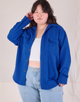 Flannel Overshirt in Royal Blue on Ashley