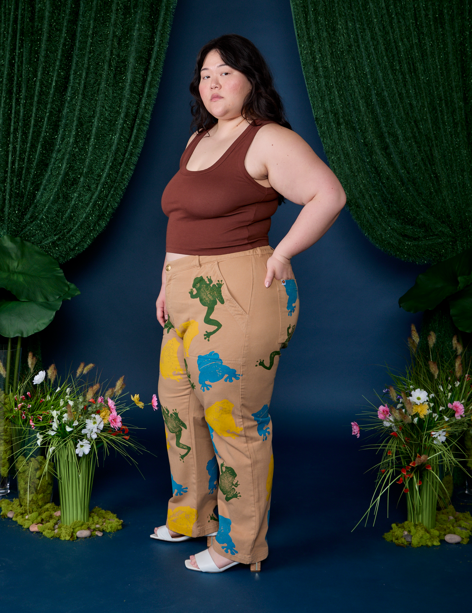 Paintstamped Work Pants - Froggy