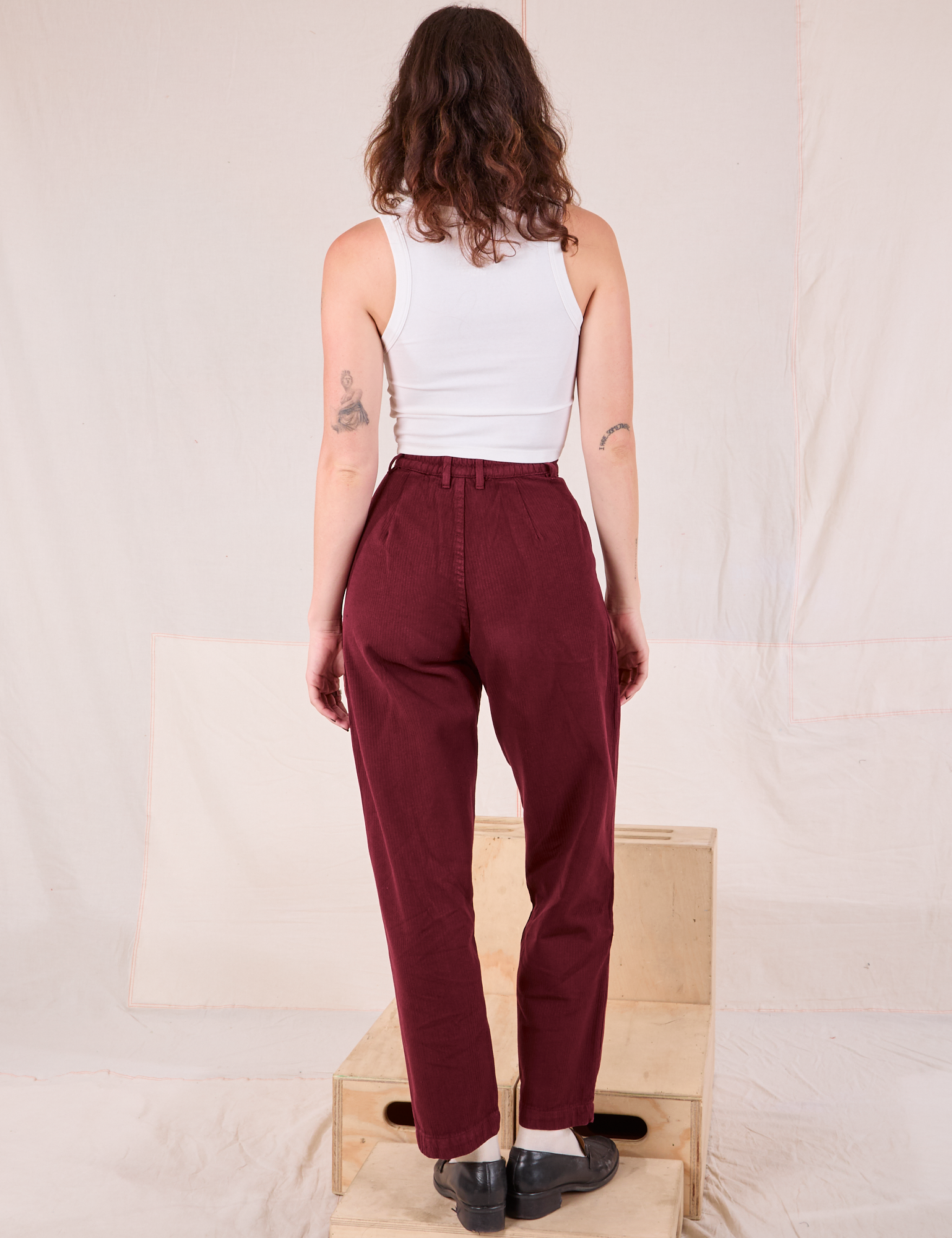 Heritage Trousers in Red Wine back view on Alex