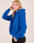 Oversized Hoodie in Royal Blue side view on Margaret