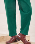 Heavyweight Trousers in Hunter Green pant leg close up on Jesse