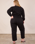 Long Sleeve Jumpsuit in Basic Black back view on Juliet