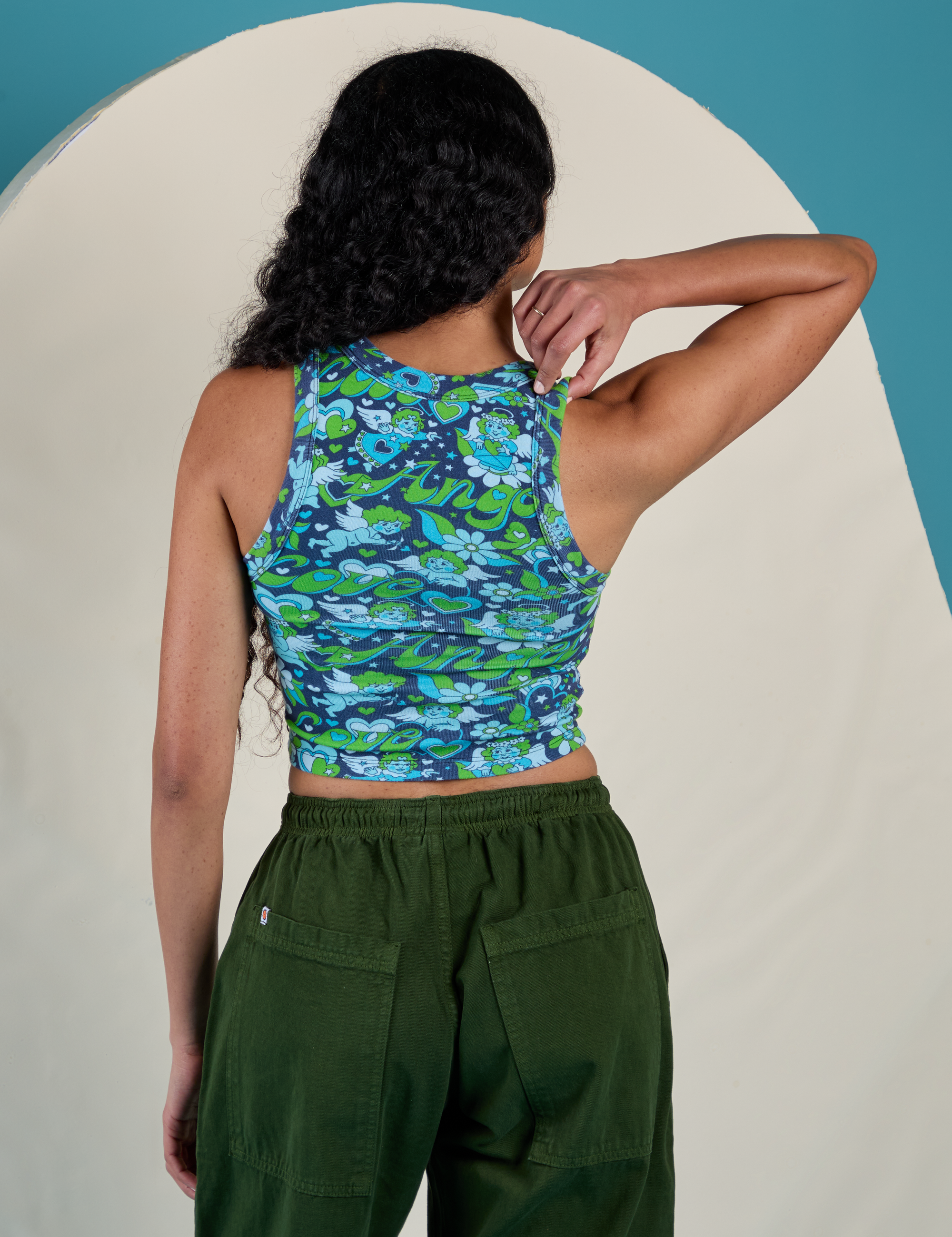 Cropped Tank Top - Angel Print
