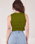 Muscle Tee in Summer Olive back view on Alex