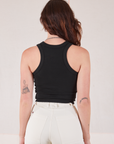 Racerback Tank in Basic Black back view on Alex