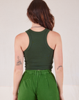 Racerback Tank in Swamp Green back view on Alex