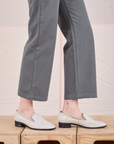 Mid-Rise Work Pants in Slate Grey pant leg close up on Margaret