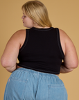 Contrast Stitch Mini Tank - Basic Black