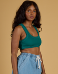 Contrast Stitch Mini Tank - Hunter Green