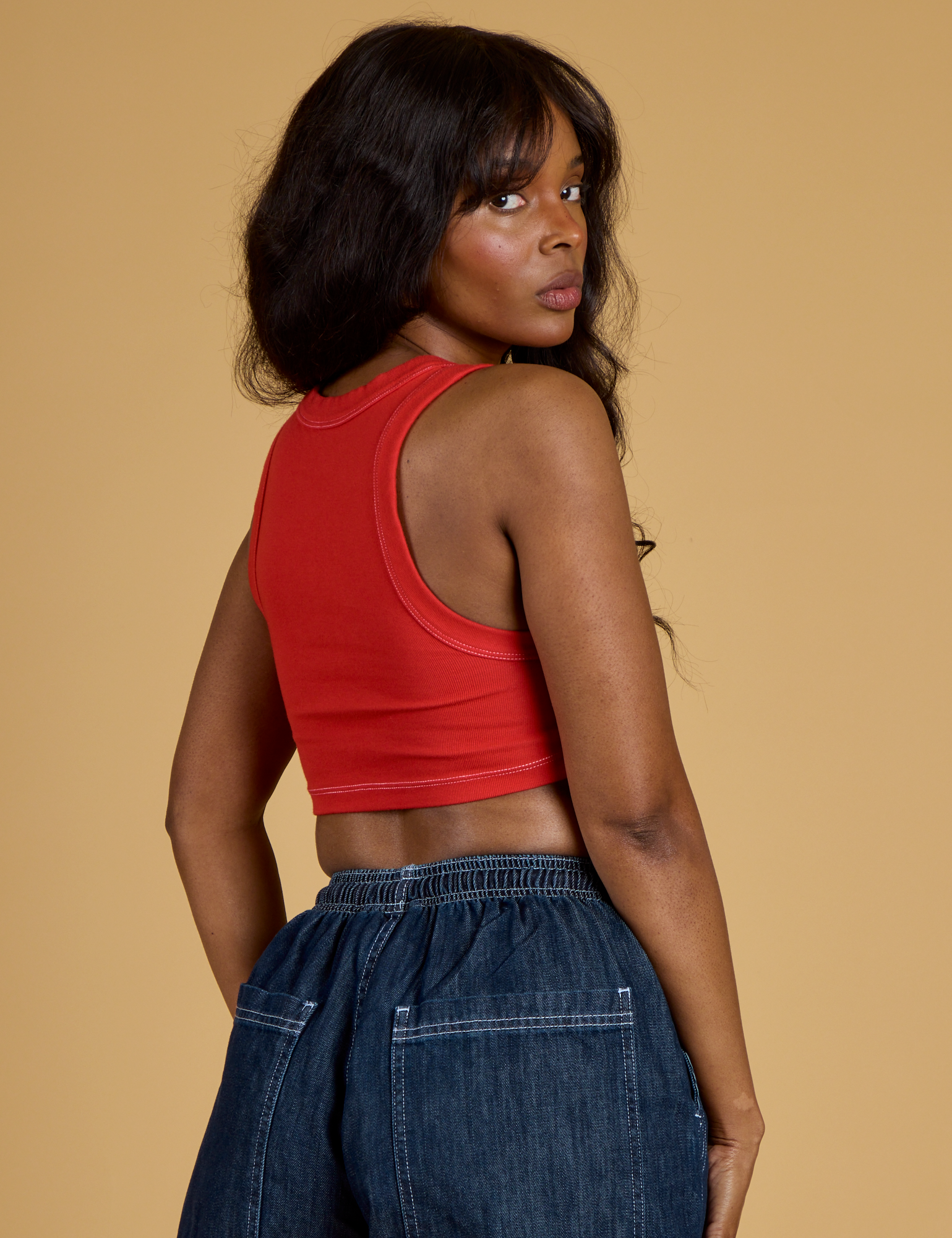 Contrast Stitch Mini Tank - Mustang Red