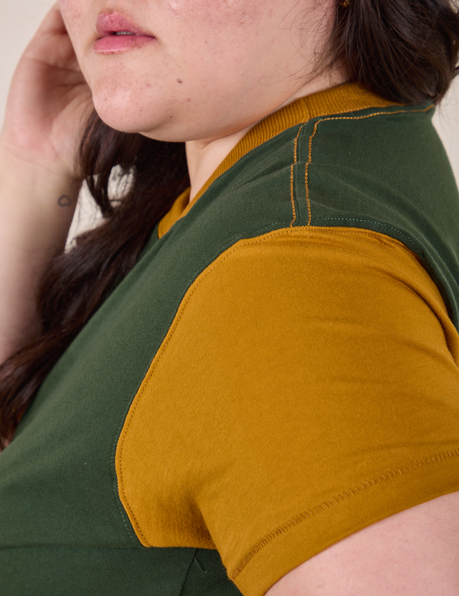 Mismatched Tee - Green &amp; Mustard