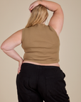 Muscle Tee in Desert Brown back view on Juliet