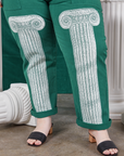 Column Work Pants in Hunter Green pant leg close up on Ashley