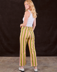 Back view of Stripe Work Pants in Vintage Sofa on Margaret