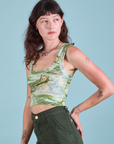 Cropped Tank Top in Ocean and Sky side view on Alex