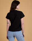 Organic Vintage Tee in Basic Black back view on Alex