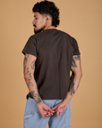 Organic Vintage Tee in Espresso Brown back view on Jesse
