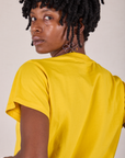 Organic Vintage Tee in Golden Yellow back close up on Cheyann