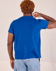 Organic Vintage Tee in Royal Blue back view on Issac