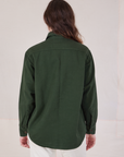 Twill Overshirt in Swamp Green back view on Alex