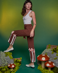 Side view of Paintstamped Work Pants in Mushroom and Cropped Tank in Vintage Tee White on Alex