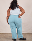 Work Pants in Baby Blue back view on Morgan