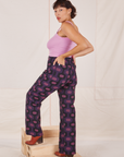 Angled back view of Western Pants in Purple Tile Jacquard on Tiara