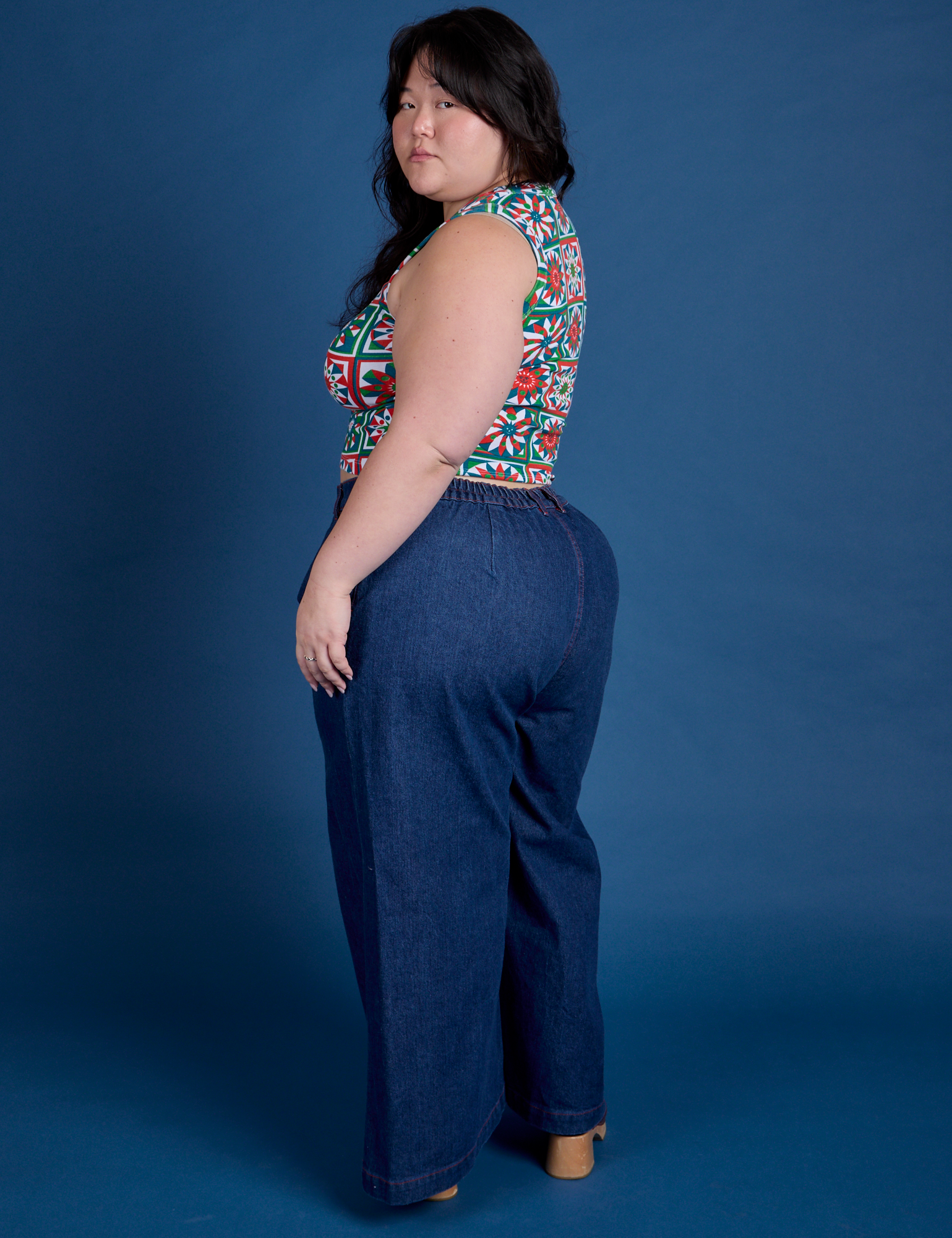 Cropped Tank Top - Quilt Print