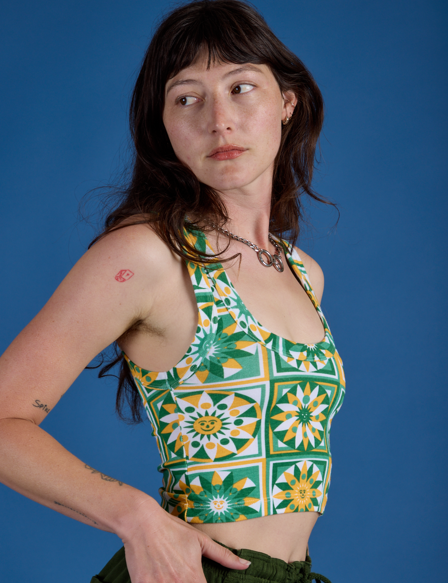Cropped Tank Top - Spring Quilt Print