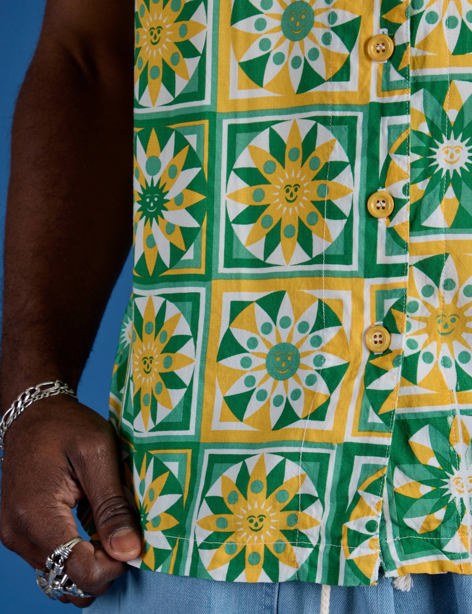 Spring Quilt Print Pantry Button-Up