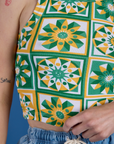 Deep-Cut Racerback Tank - Spring Quilt Print