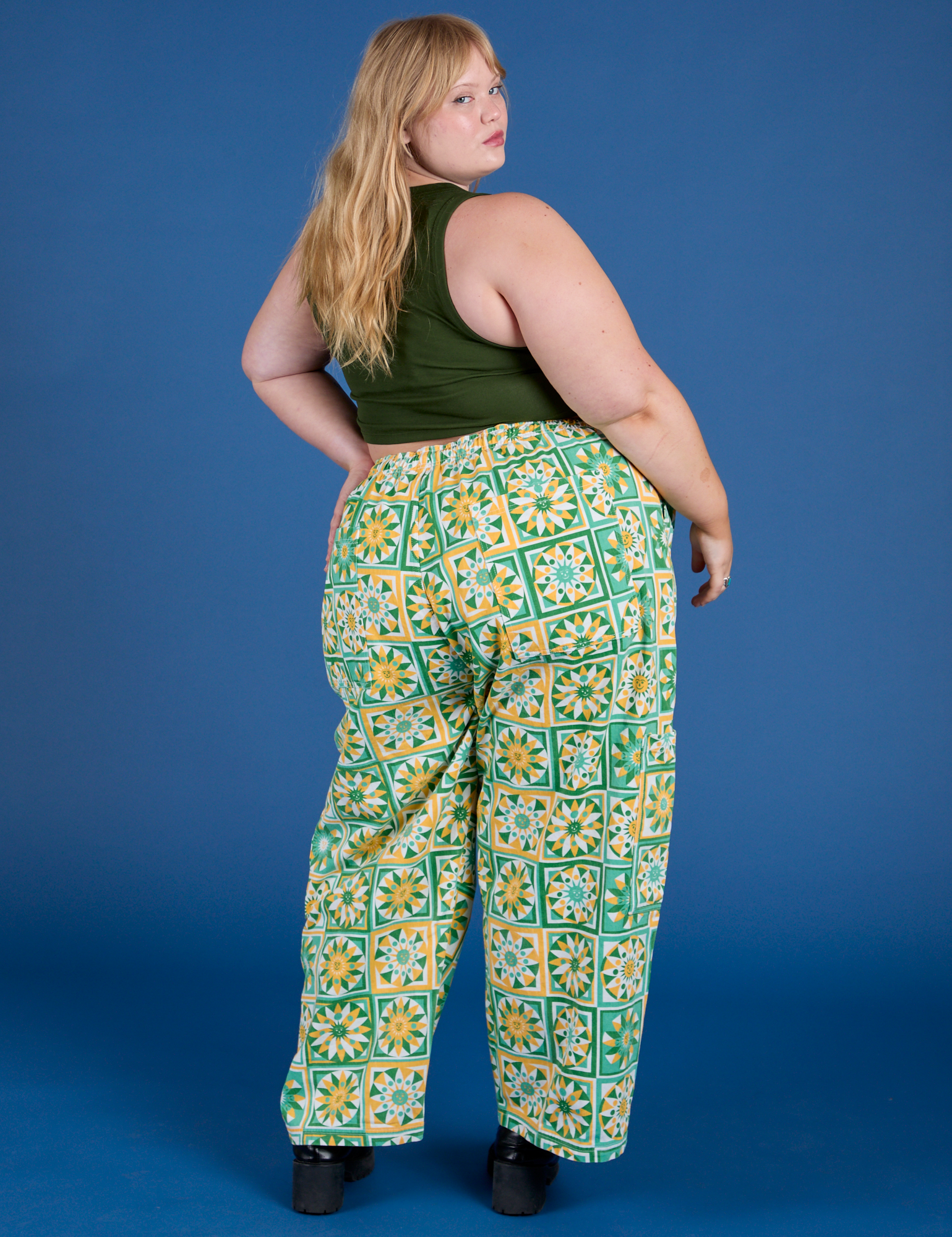 Drop Pocket Cargo Pants - Spring Quilt Print