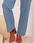 Pant leg close up of Railroad Stripe Denim Work Pants worn by Tiara