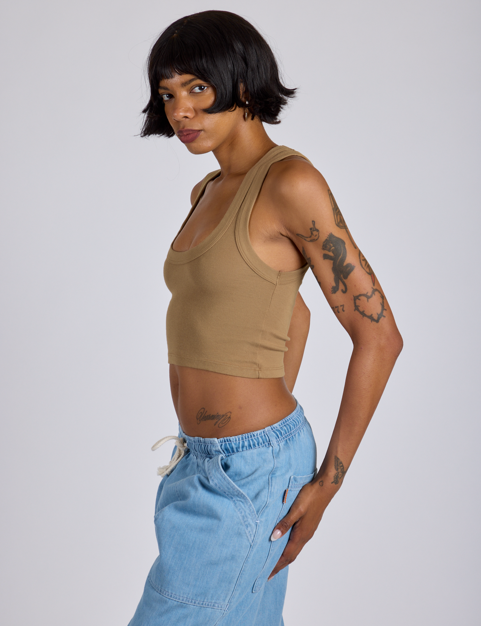Cropped Tank Top - Desert Brown