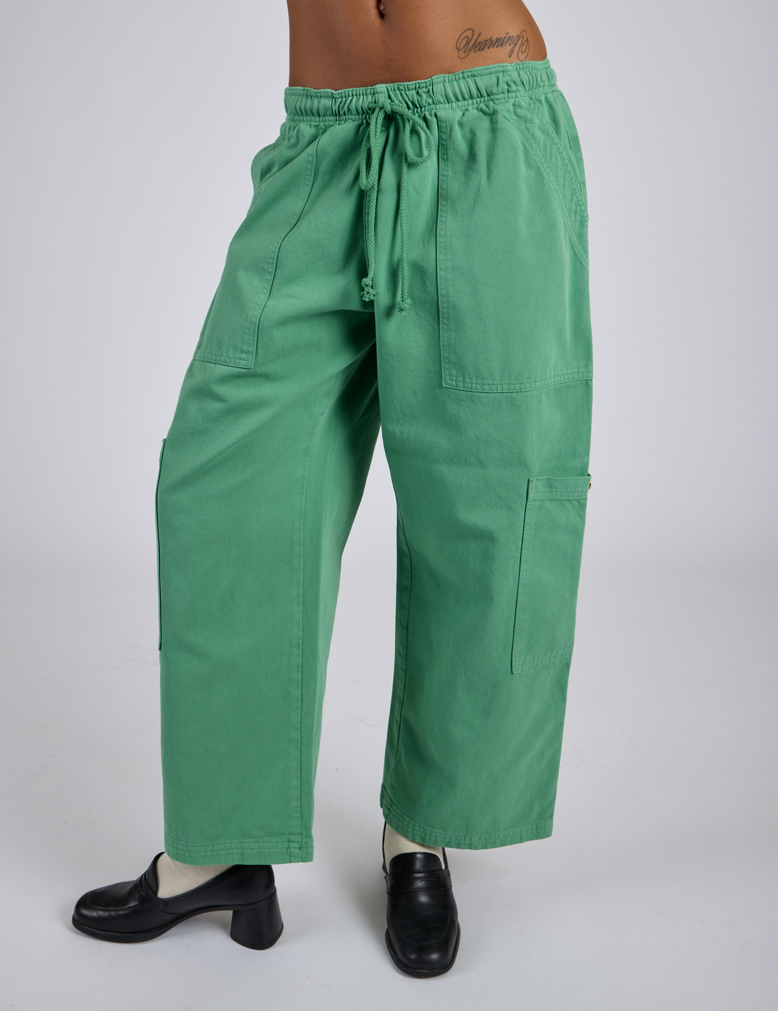 Drop Pocket Cargo Pants in Seafoam Green on Kira