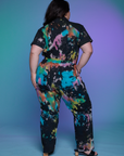 Short Sleeve Jumpsuit in Rainbow Magic Waters back view on Ashley