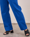 Short Sleeve Jumpsuit in Royal Blue pant leg close up on Tiara