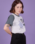 Grey Cool Girl Tee side view on Hana