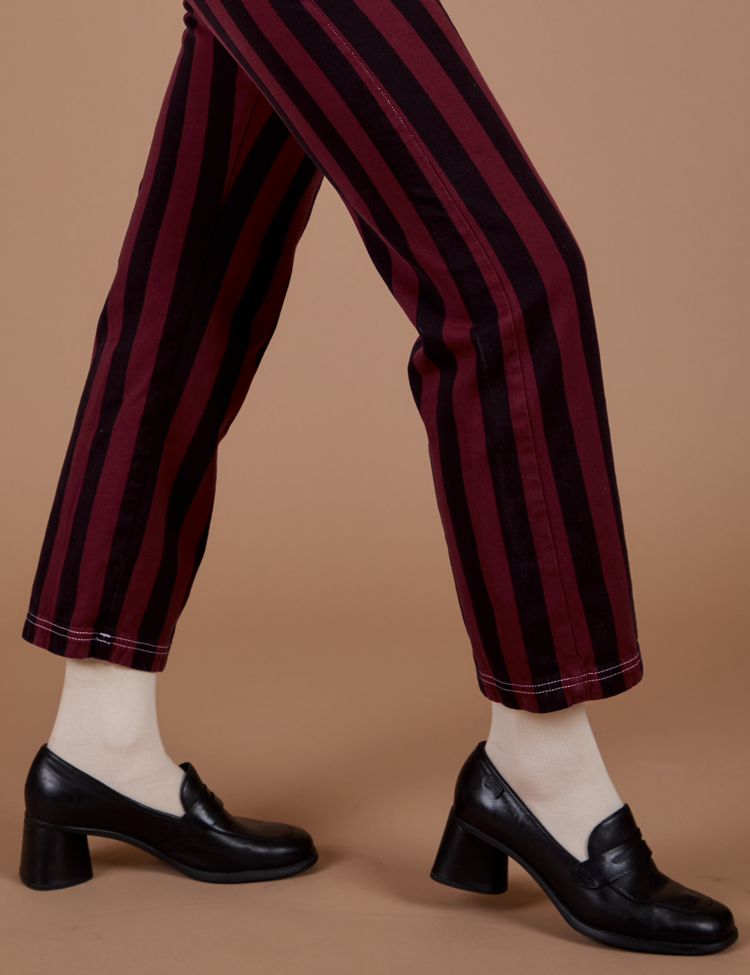 Black Stripe Work Pants - Red Wine