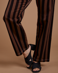 Black Stripe Work Pants in Fudgesicle Brown pant leg close up on Tiara