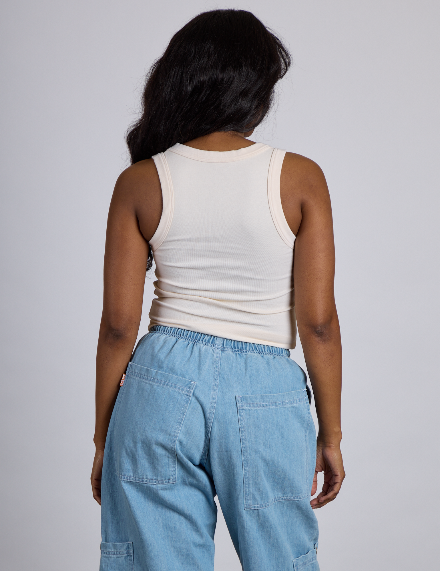 Back view of The Tank Top in Vintage Tee Off-White on Kandia