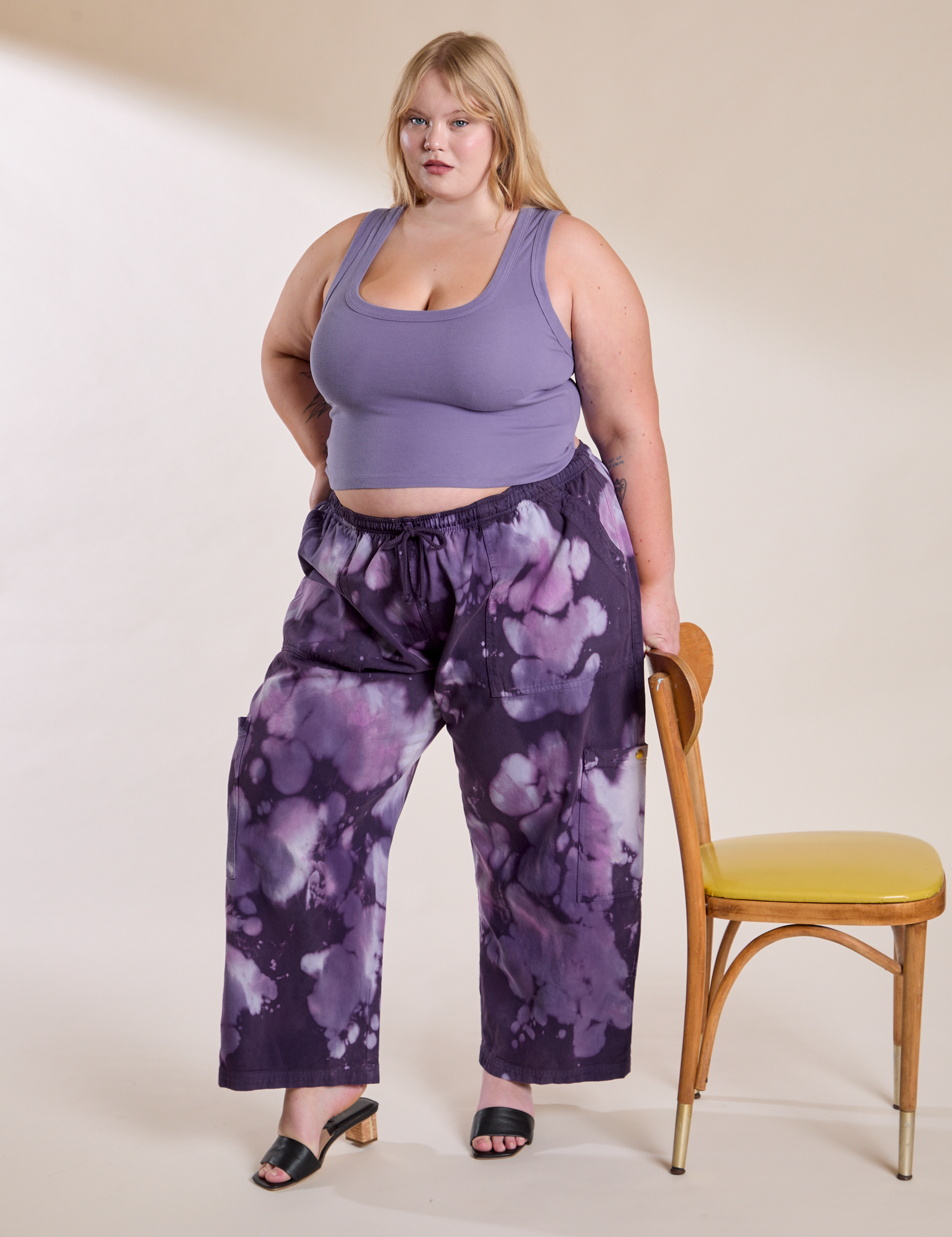 Magic Waters Drop Pocket Pants in Dark Lavender and faded grape Cropped Tank on Juliet