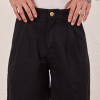 Front close up of Trouser Shorts in Basic Black on Jesse