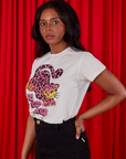 Cheetah Organic Tee angled front view on Kandia